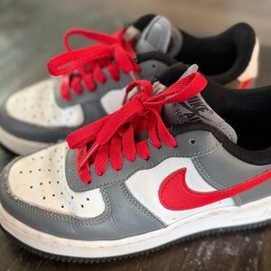 Nike Kids' Red & Gray Air Force 1 tennis shoes